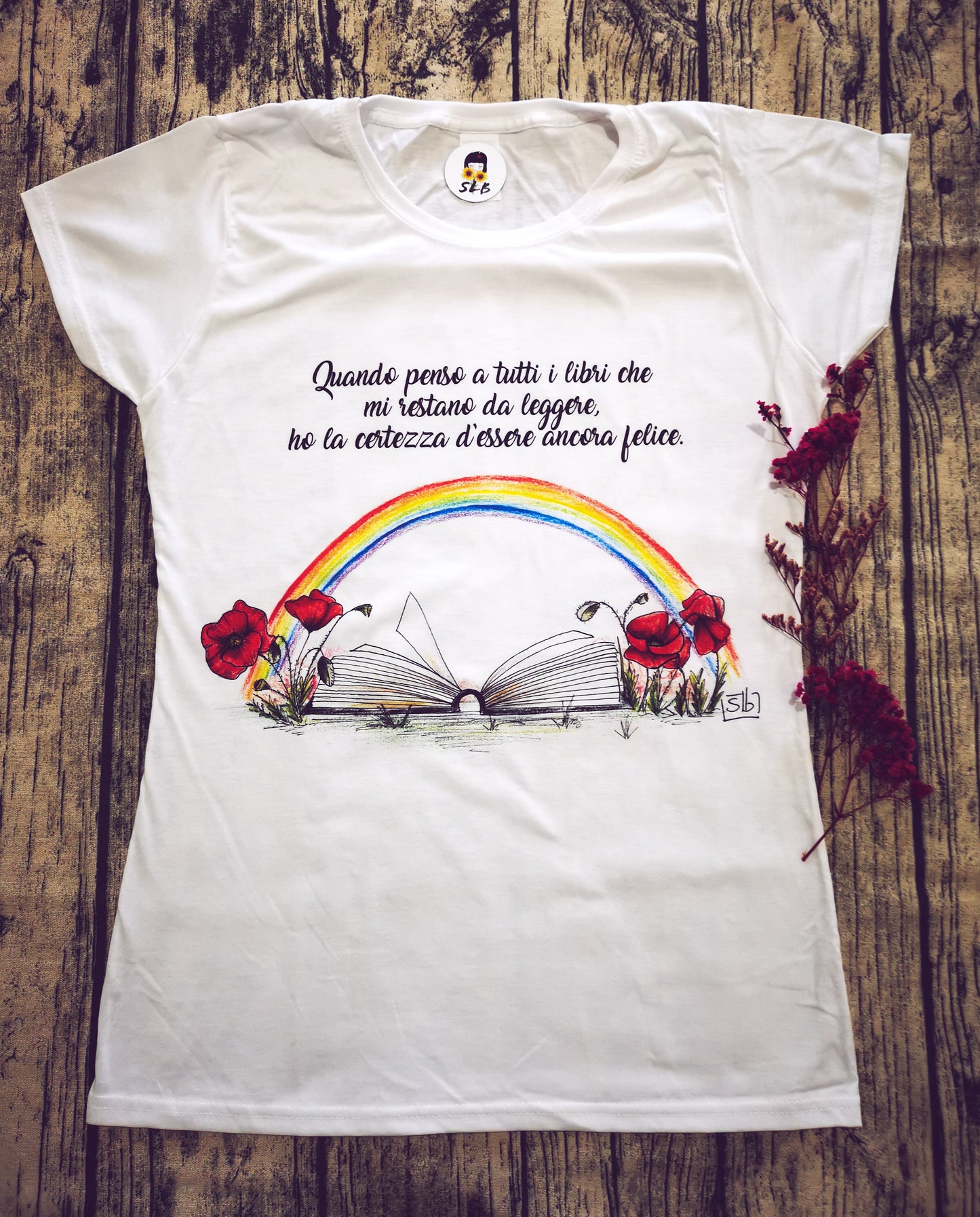 T-shirt Libro e papaveri